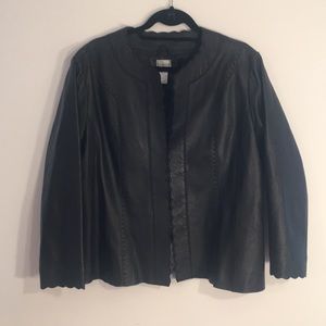Chico’s Scallop Edge Top Stitch Leather Jacket